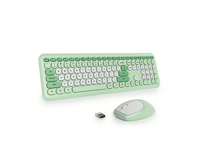 Quiet Wireless Keyboard And Mouse - Full-Size Colorful Keyboard And Mouse Combo, Slim Design