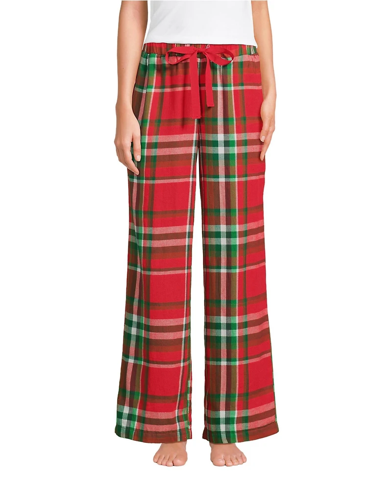 Lands' End Women's Flannel Wide Leg Sleep Pants