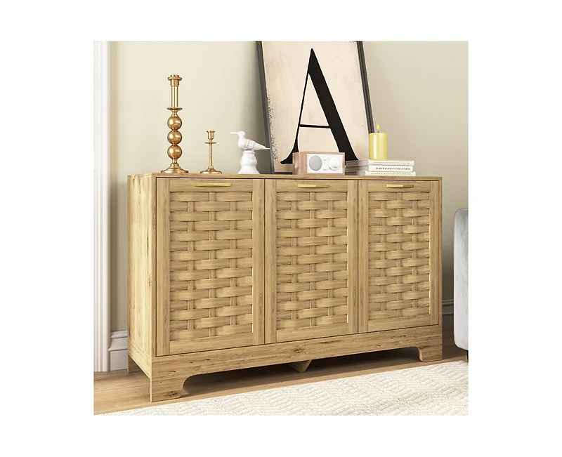 Casainc Storage Cabinet with 3 Doors Adjustable Shelf