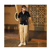 Campus Sutra Men's Raven Black Patent Solid Shirt