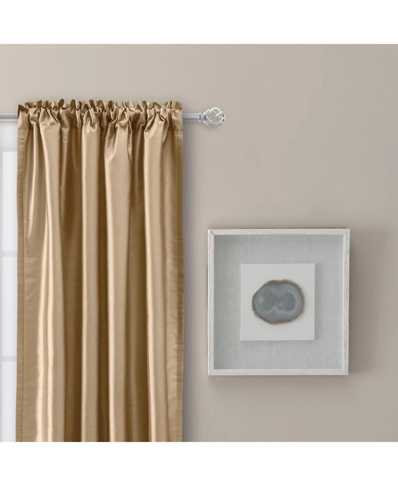 Ellis Curtain Luna Faux-Silk Rod Pocket/Back Tab Tailored Pairs - 100x63", Taupe
