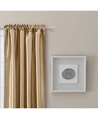 Ellis Curtain Luna Faux-Silk Rod Pocket/Back Tab Tailored Pairs - 100x63", Taupe
