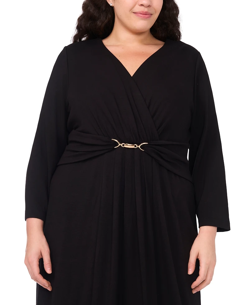 Msk Plus Surplice Belted Maxi Dress