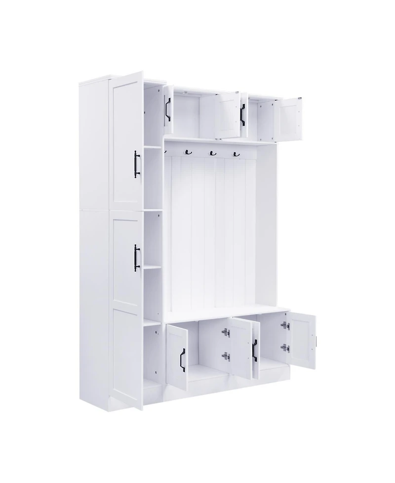 Streamdale Modern Hall Tree with Shoe Storage, Bench, Hooks & Shelf - Black