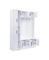 Streamdale Modern Hall Tree with Shoe Storage, Bench, Hooks & Shelf - Black