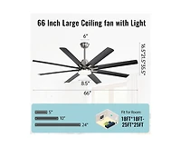 Sofucor 66-inch Modern Sand Nickel 8-blade Ceiling Fan with Intelligent Remote Control and App Timing Function for Various Indoor Layouts