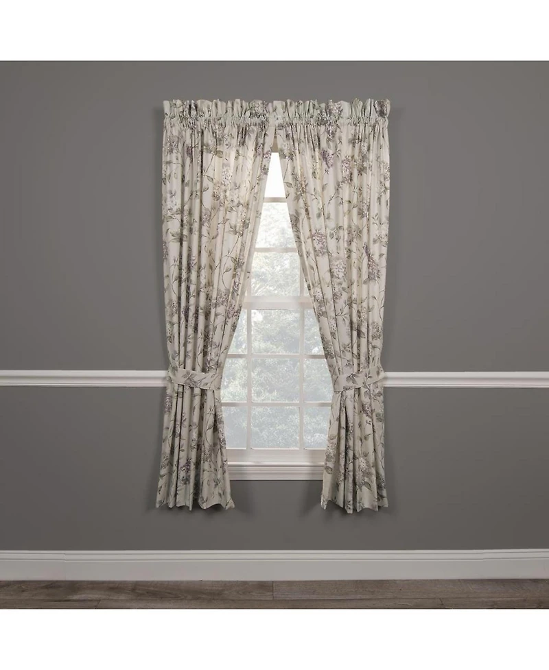 Ellis Curtain Abigail High Quality Window Rod Pocket Panel Pairs With 2 Tie Backs - 2-Piece - 90x84", Lilac
