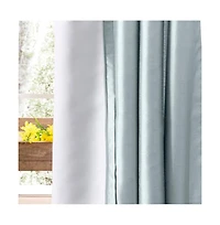 Ellis Curtain Luna Faux-Silk Rod Pocket/Back Tab Tailored Pairs - 100x84", Blue