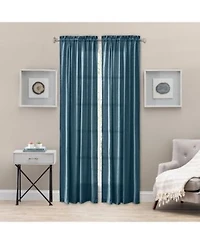 Ellis Curtain Portland Crushed Taffeta Rod Pocket Tailored Panel 48x63 X22 Blue