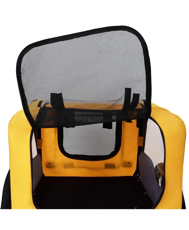 Aostirmotor Yellow Pet Bike Dog Cart for Bicycle Suitable for Small and Medium Pets Folding Cart Frame Quick Release Wheel Internal Leash