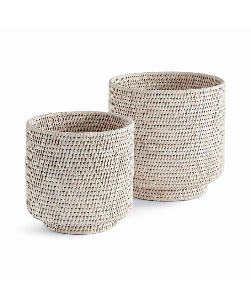 Burma Rattan Cachepots Large Set of 2