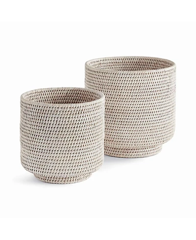 Burma Rattan Cachepots Large Set of 2
