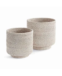 Burma Rattan Cachepots Large Set of 2