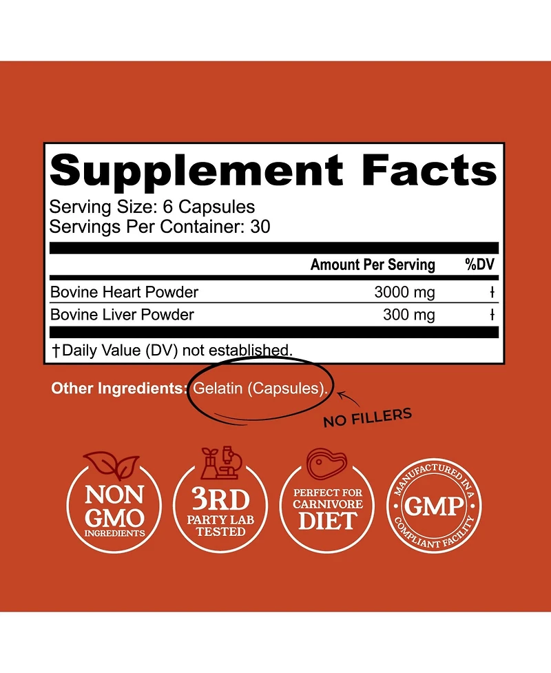 Bovine Heart Capsules, 180ct