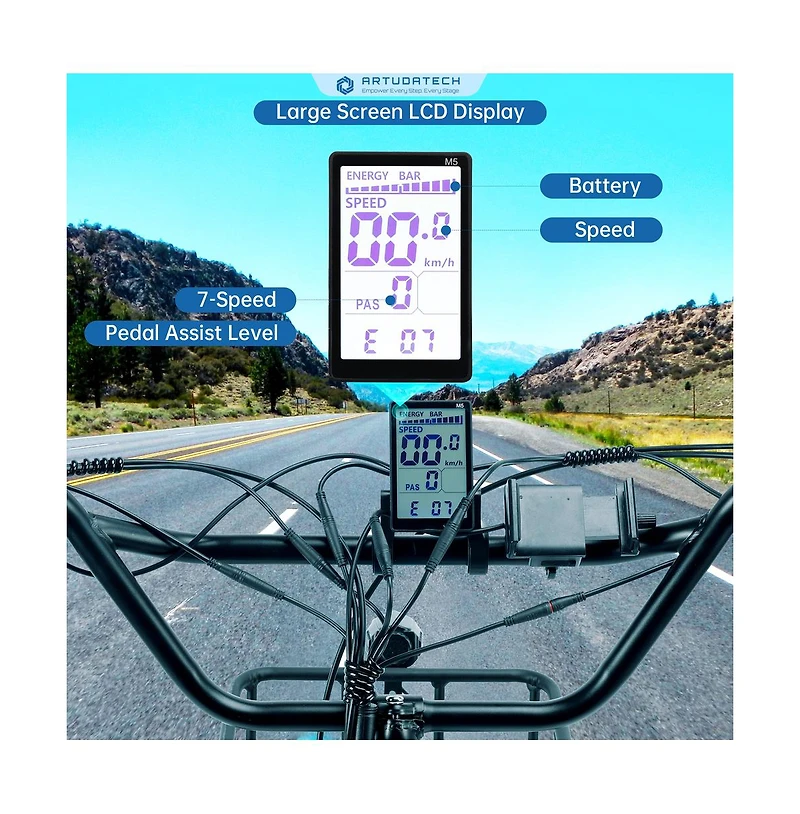 Artudatech 18" 48V 13AH 350W Electric Trike Variable speed with IPX7 Display
