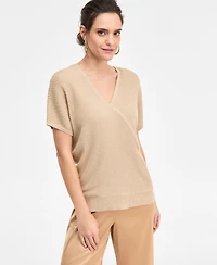 Jm Collection Women's Shine Faux-Wrap Sweater, Macy's Exclusive