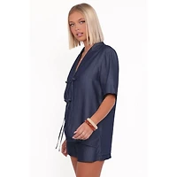 Petal and Pup Women's Aaliyah Chambray Tie Front Top