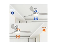 52-inch Modern Classic Silver 3-Blade Flush Mount with Intelligent Remote Control and Light