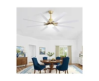 66-inch Modern Golden 8-blade Ceiling Fan with Intelligent Remote Control and App Timing Function for Various Indoor Layouts