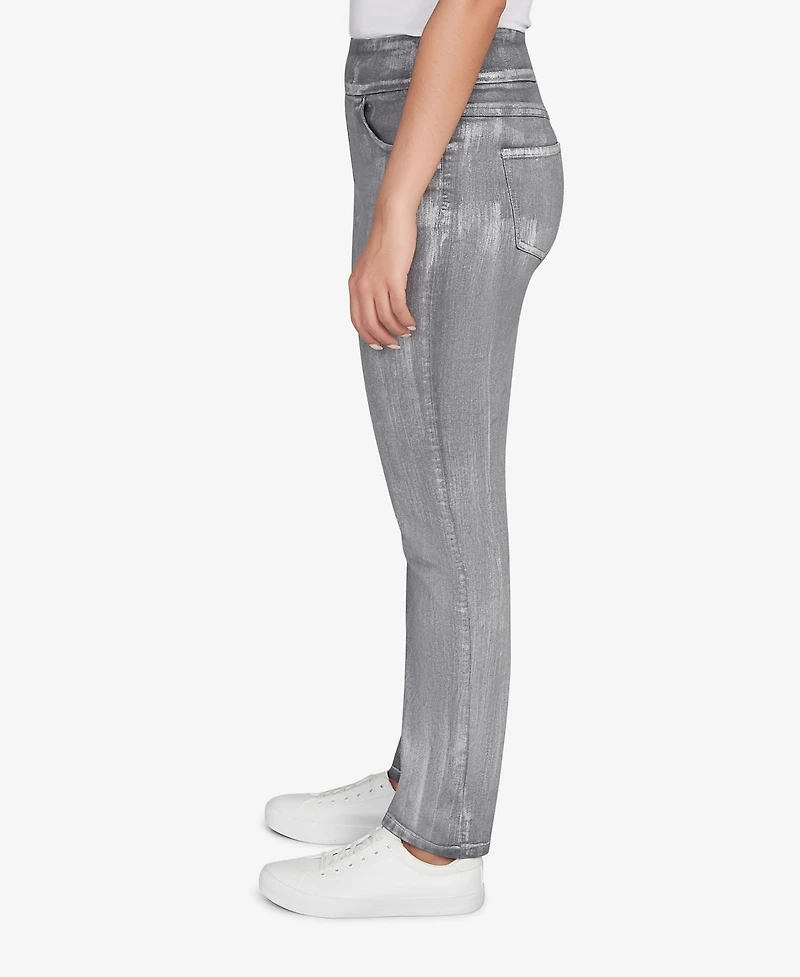 Ruby Rd. Petite Metallic Painted Pull On Jeans
