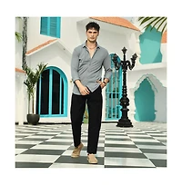 Campus Sutra Men's Coin Grey Chevron-Panel Tactile Shirt