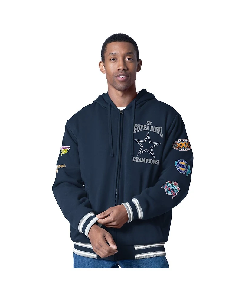 G-iii Sports by Carl Banks Men's Navy Dallas Cowboys Power Forward Commemorative Fleece Full-Zip Hoodie