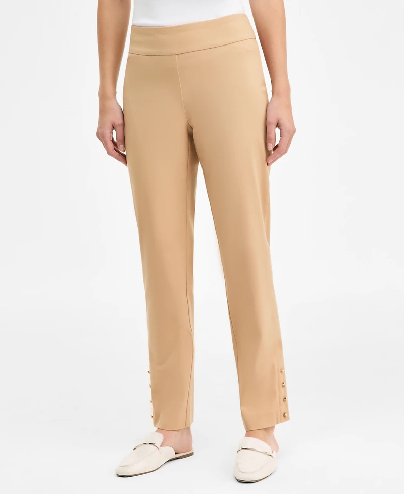 Jm Collection Women's Side-Button Pull-On Straight-Leg Pants, Macy's Exclusive