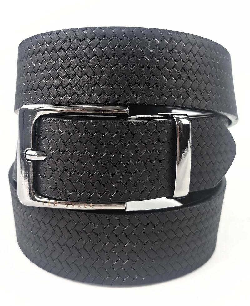 Ted Baker London Men's Black Embossed Leather Belt