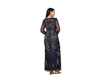 Lara Women's Long Sleeve Queen Anne Beaded Gown