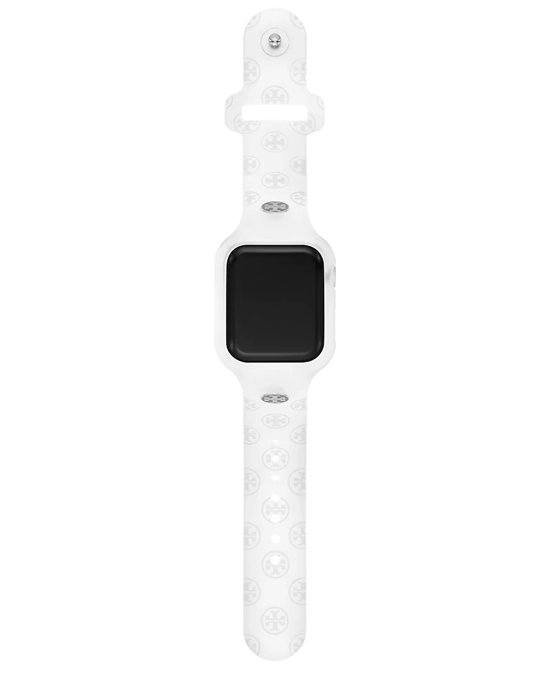 Tory Burch Women's The T Monogram White Silicone Strap For Apple Watch 41mm