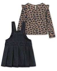 Levi's Girls Toddler 2T-4T 2-Piece Leopard-Printed Top and Pleated Skirtall Set