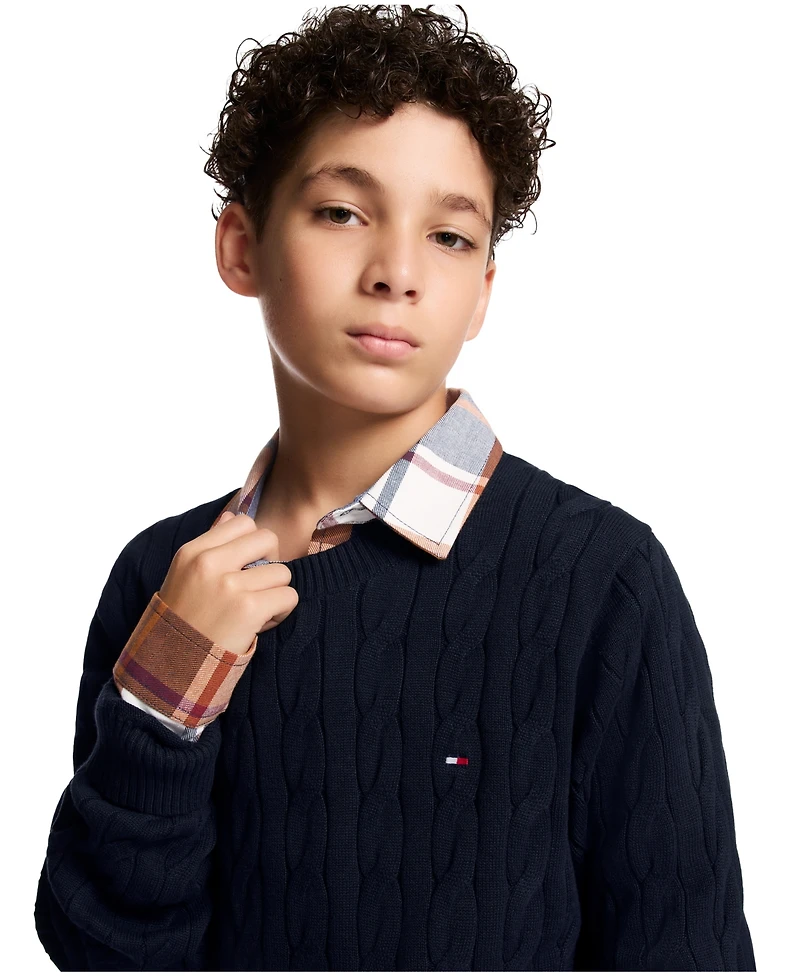 Tommy Hilfiger Boys 8-20 Crewneck Cable Knit Sweater