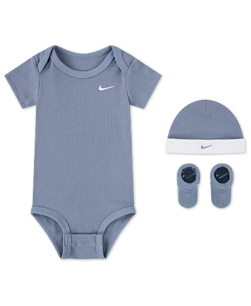 Nike Baby Boys or Girls 3-Piece Short-Sleeve Bodysuit, Booties and Hat Set