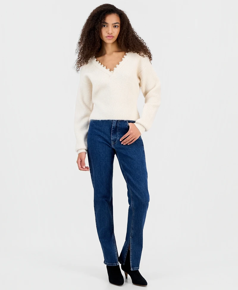 Blank Nyc Women's Morning Dew Faux-Pearl Sweater