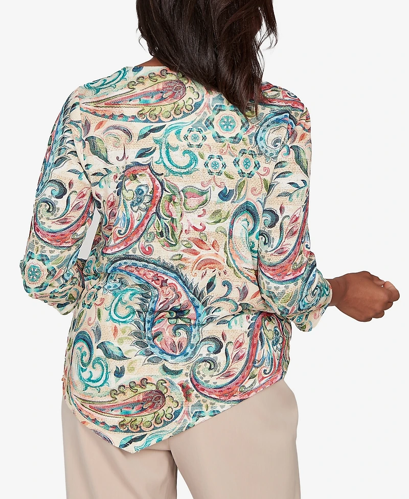 Alfred Dunner Women's Saratoga Springs Classic Paisley Print Pullover Knit Top