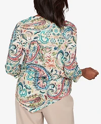 Alfred Dunner Women's Saratoga Springs Classic Paisley Print Pullover Knit Top