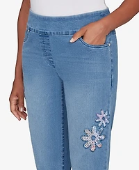 Alfred Dunner Women's Hilton Head Floral Applique Detail Short Length Pants