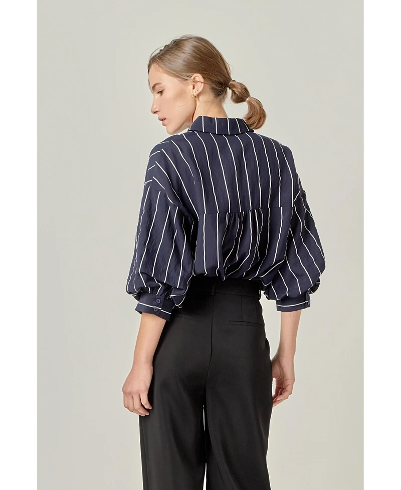 English Factory Petite Stripe Ballon sleeve shirt