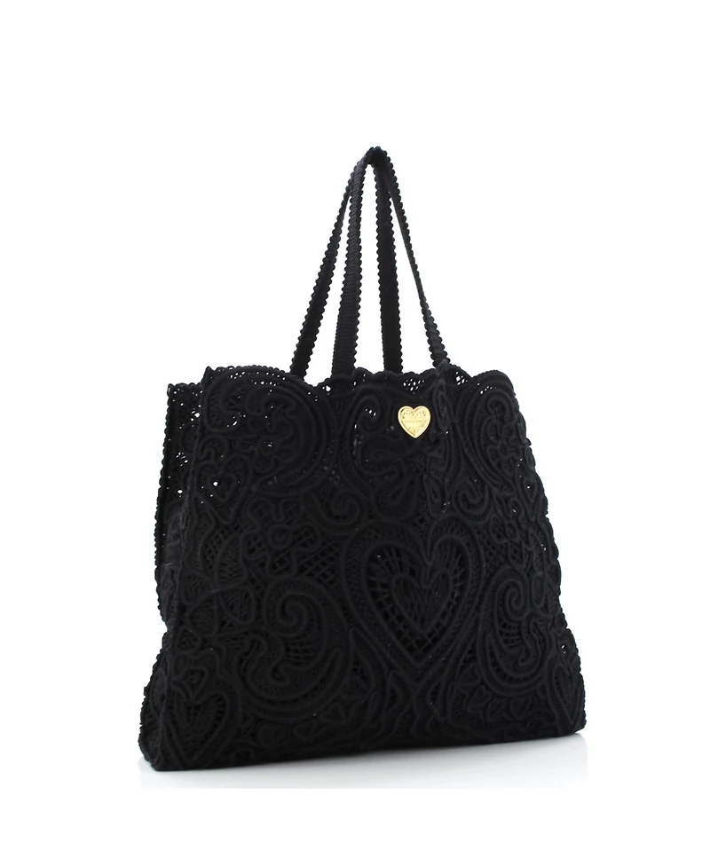 Pre-Owned Dolce & Gabbana Large Beatrice Tote Bag Crochet Lace Jacquard