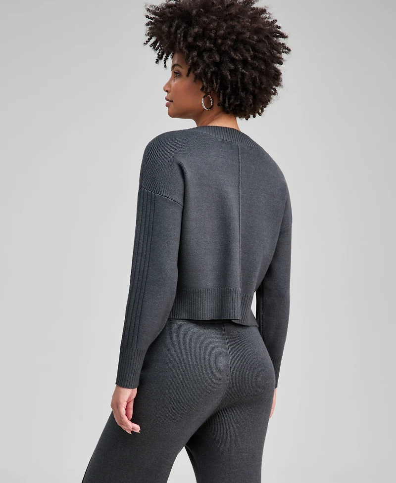 And Now This Women's Drop-Shoulder V-Neck Sweater, Macy's Exclusive