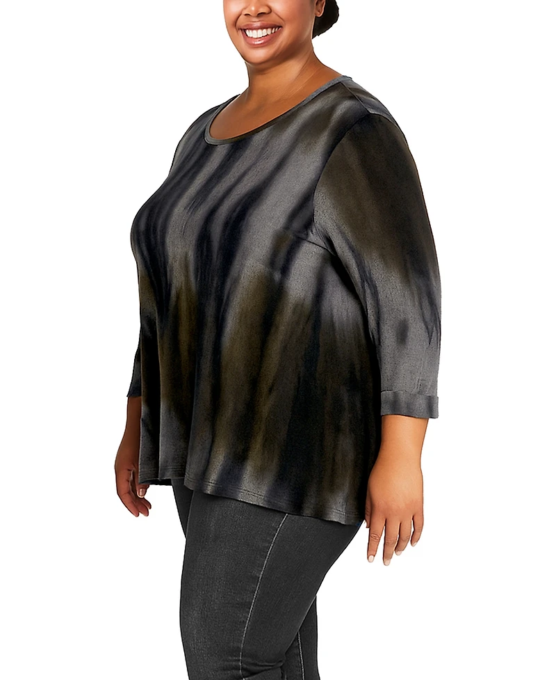 Coin 1804 Plus Tie Dye Cozy Button Back Top