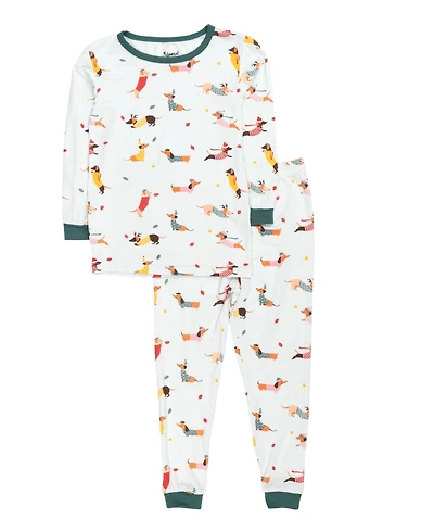Leveret Kids Two Piece Bamboo Pajamas, Pine Tree, Matching Family Christmas Pajamas