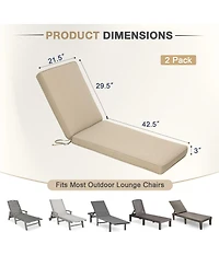 Aoodor Outdoor Lounger Cushion 41.7''Lx22''Wx3''H Chair Seat Cushion - Set of 2