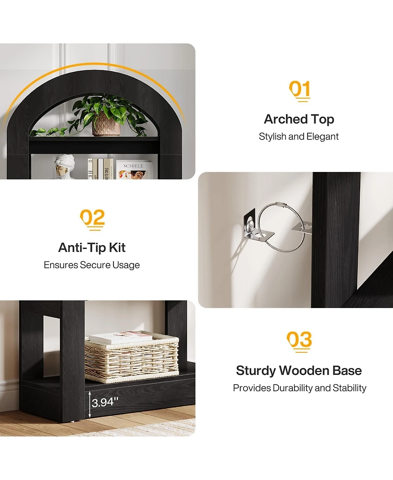 Tribesigns 5-Tier Kitchen Pantry Cabinet, Tall Freestanding Organizer with Arch Design, Wooden Storage Shelf