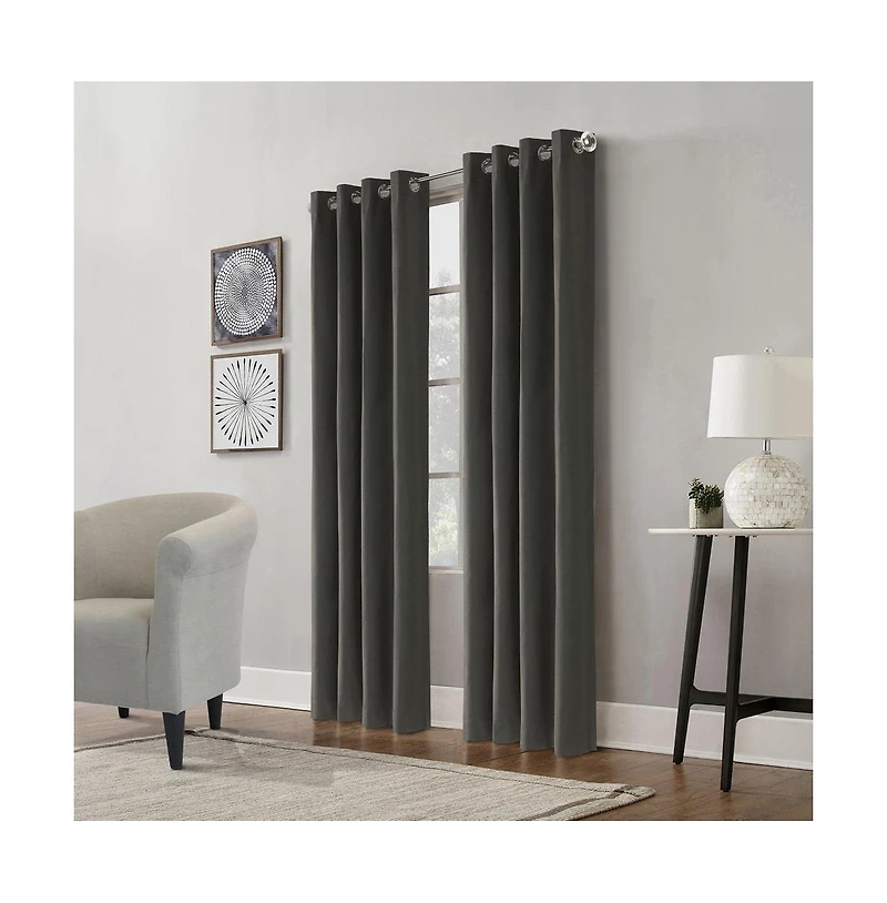 Commonwealth Edison Grommet Dressing Window Curtain Panel - 52"x84", Charcoal
