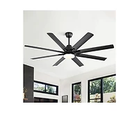 66-inch Modern Black 8-blade Ceiling Fan with Intelligent Remote Control and App Timing Function for Various Indoor Layouts