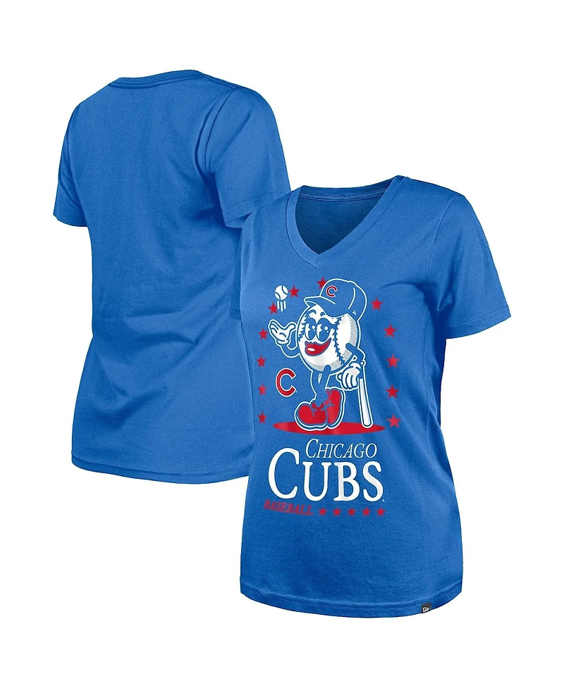 New Era Women's Royal Chicago Cubs Little Miss 2 V-Neck T-Shirt