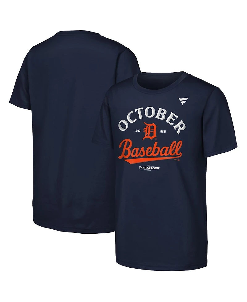 Fanatics Big Boys and Girls Navy Detroit Tigers 2025 Mlb Postseason Locker Room T-Shirt