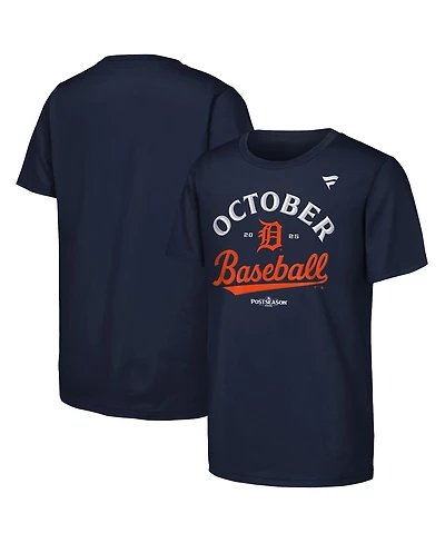 Fanatics Big Boys and Girls Navy Detroit Tigers 2025 Mlb Postseason Locker Room T-Shirt