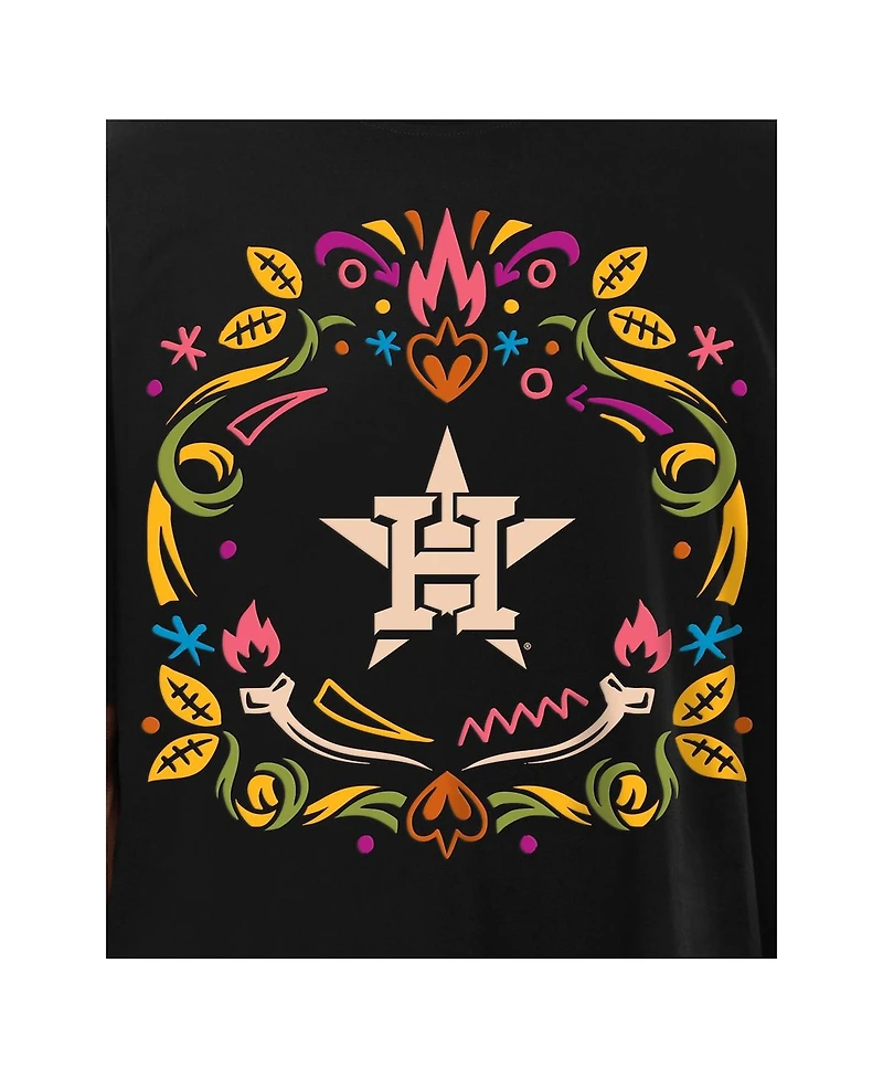 New Era Men's Black Houston Astros Dia de los Muertos Washed Oversized T-Shirt